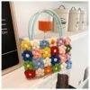 Bolso de flores de mensajero de un solo hombro tejido a mano de moda 20*14,5*3 cm