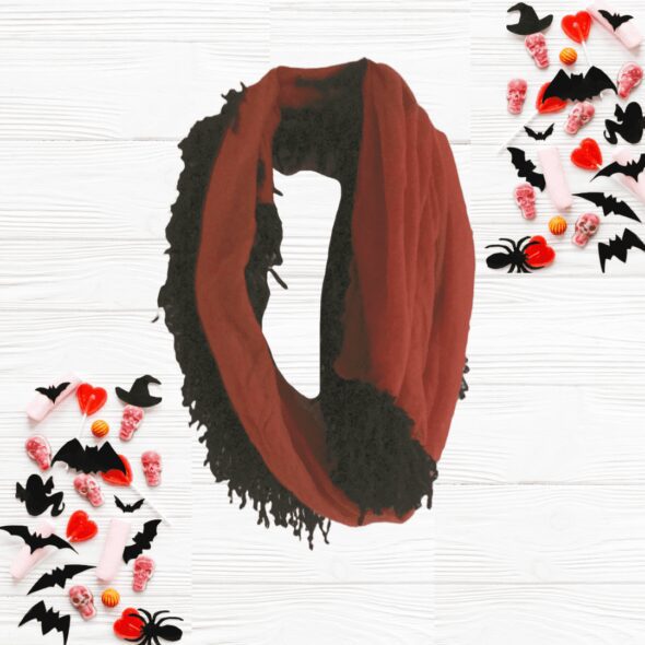 bufanda roja con negro flecos online
