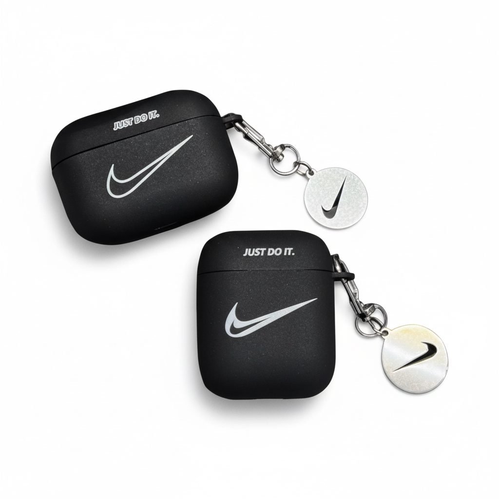 Funda AirPods Pro 1 y 2 Nike negro con llavero resistente