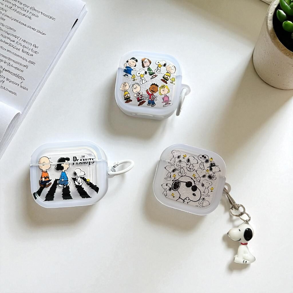 Estuche protector AirPods 4 semi translúcido Snoopy Joe Cool