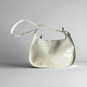 Bolsos tipo baguette verde, negro, blanco estilo moderno y chic - Blanco Croco